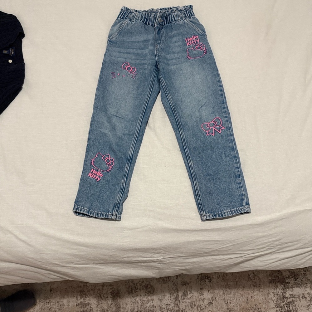 H&M Kids Denim Jeans with Pink Hello Kitty Accents